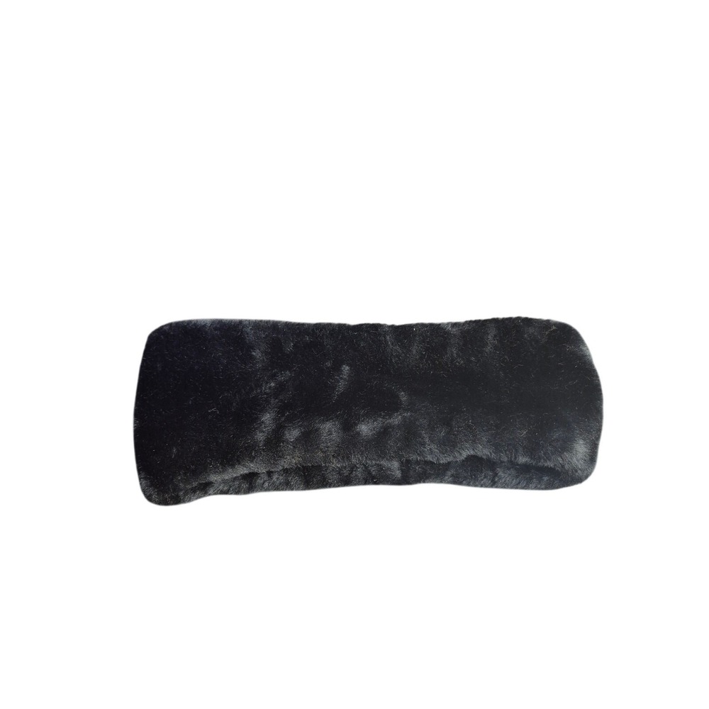 Vintage Black Faux Fur Headband Ear Warmer Soft Plush Winter Ski Chic Fuzzy 8286